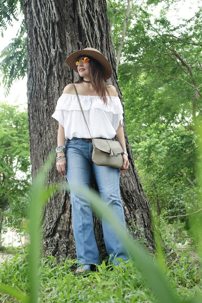Camisa hombros al aire mujer